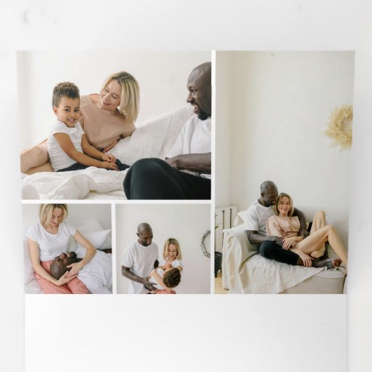 Kerst Handgeschreven Script Serif 16 Foto Drieluik Wenskaart (Binnenzijde eerst)