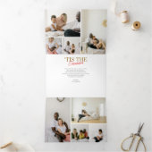 Kerst Handgeschreven Script Serif 16 Foto Drieluik Wenskaart (Binnen)