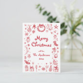 Kerst handgetekend  feestdagenkaart (Staand voorkant)