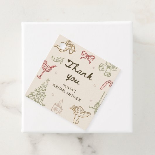 Kerst Handgetekende Bruidsmeisje Shower Bedankjes Labels (In situ)