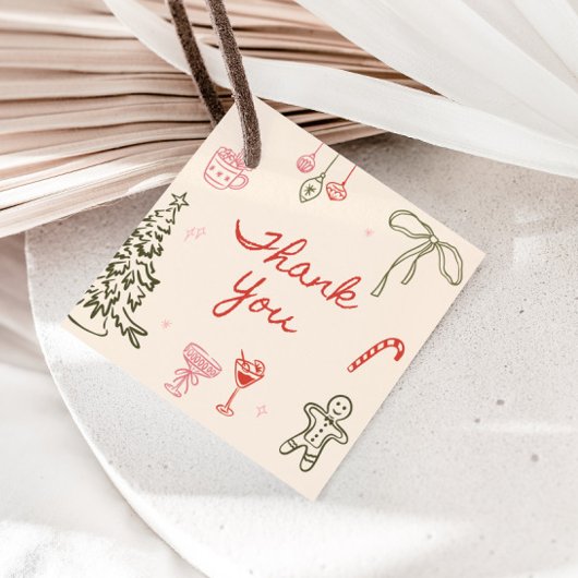 Kerst Handgetekende Bruiloft Feest  Bedankjes Labels