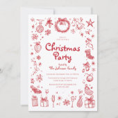 Kerst Handgetekende Feest Uitnodiging (Voorkant)