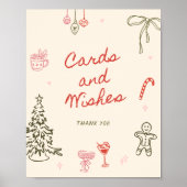 Kerst handgetekende kaarten en wensen poster (Voorkant)