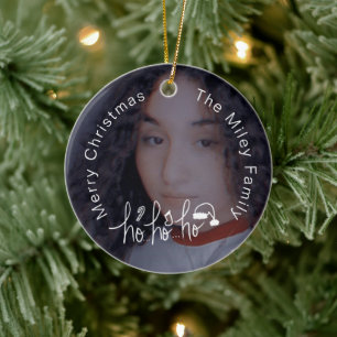 Kerst Handgetekende Santa Lettering Familie  Keramisch Ornament