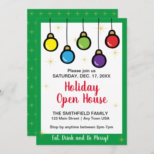 Kerst Hanging Ornament Open Huis Kaart (Voorkant / Achterkant)