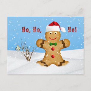 Kerst, Happy Gingerbread Man in Snow Feestdagenkaart