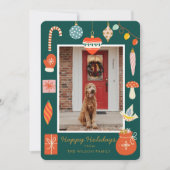 Kerst Happy Ornament Kerst Familie Foto Vakantie Feestdagenkaart (Voorkant)