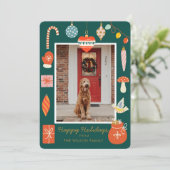 Kerst Happy Ornament Kerst Familie Foto Vakantie Feestdagenkaart (Staand voorkant)