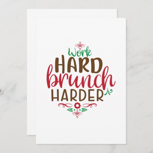 Kerst hard werken brunch harder kaart (Voorkant / Achterkant)