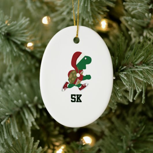 Kerst hardloop schildpad 5K Keramisch Ornament (Boom)