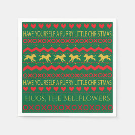 Kerst harige kleine honden servet