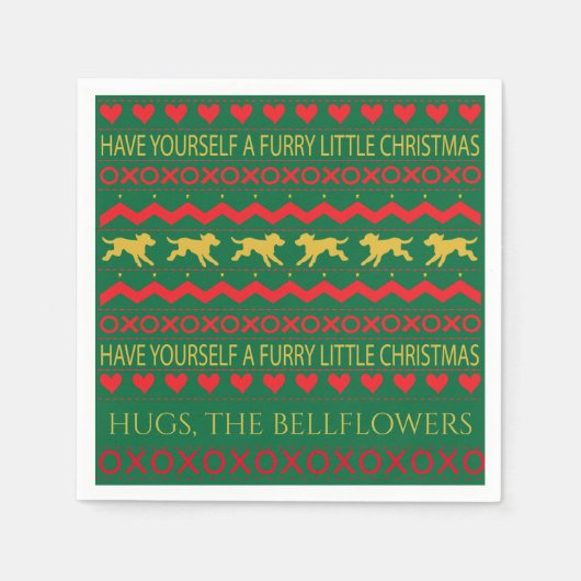 Kerst harige kleine honden servet (Voorkant)