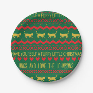Kerst harige kleine katten papieren bordje