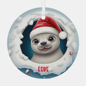 Kerst Harp Seal Glas Ornament (Achterkant)