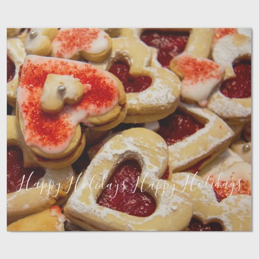 Kerst Hart Gevormde Suiker Cookie Cadeaupapier (Vlak)
