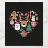 Kerst Hart Liefde Iconen Vakantie Kerstman Wijn Etiket (Enkel label)