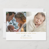 Kerst Hart Minimaal Pijnboom Familie Baby 2 Foto's Feestdagenkaart (Voorkant)