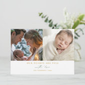 Kerst Hart Minimaal Pijnboom Familie Baby 2 Foto's Feestdagenkaart (Staand voorkant)