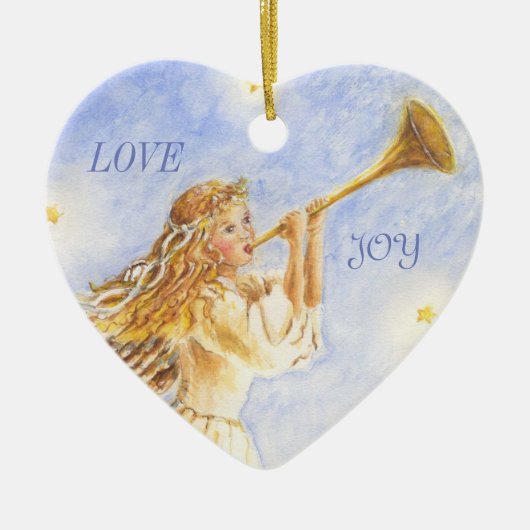Kerst Hart Ornament Engel Waterverf (Voorkant)