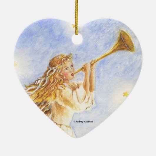 Kerst Hart Ornament Engel Waterverf (Achterkant)