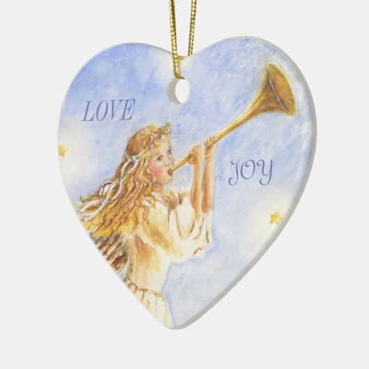 Kerst Hart Ornament Engel Waterverf (Links)