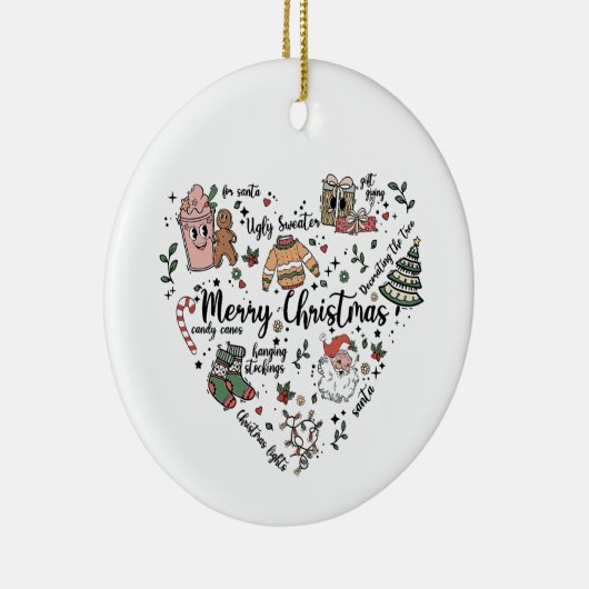 Kerst Hart Ornament, Vrolijk Kerst Ornament (Rechts)