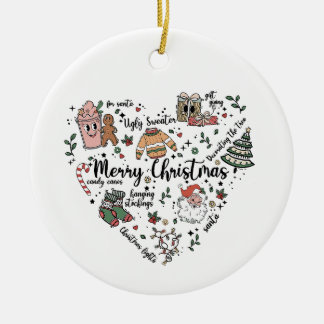 Kerst Hart Ornament, Vrolijk Kerst Ornament