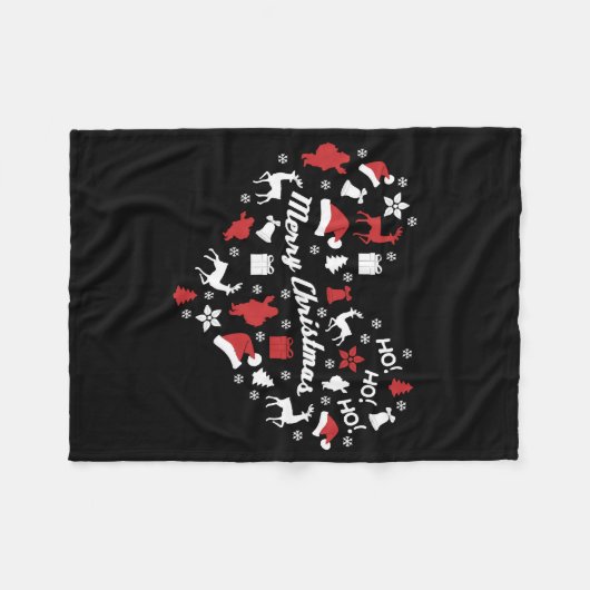 Kerst Hart Vrolijk Kerstmis Xmas Rendier Gift Fleece Deken (Voorkant (Horizontaal))