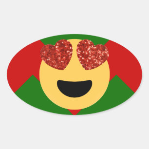 kerst hartoog emoji ovale sticker