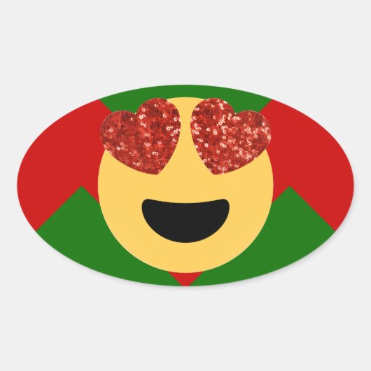 kerst hartoog emoji ovale sticker (Voorkant)