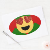 kerst hartoog emoji ovale sticker (Envelop)