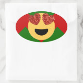 kerst hartoog emoji ovale sticker (Tas)