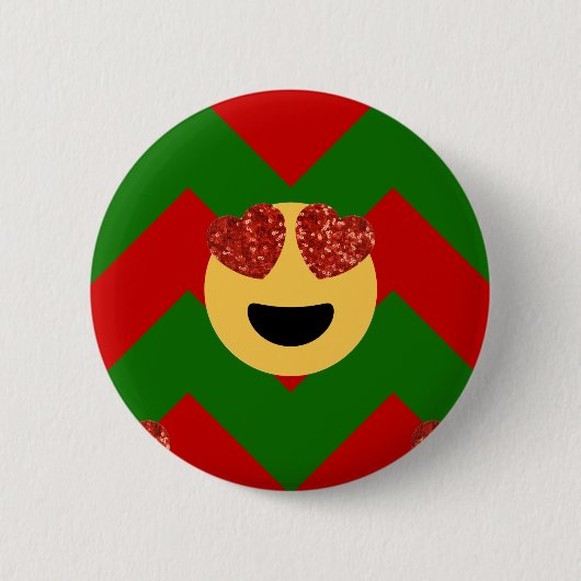 kerst hartoog emoji ronde button 5,7 cm (Voorkant)