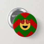 kerst hartoog emoji ronde button 5,7 cm (Voorkant /achterkant)