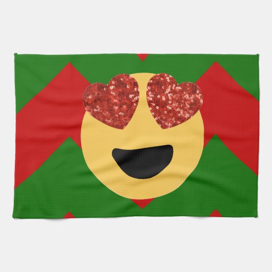 kerst hartoog emoji theedoek (Horizontaal)