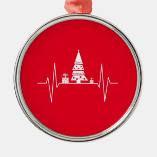 Kerst Hartslag Metalen Ornament