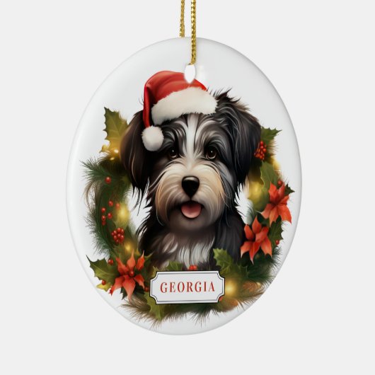 Kerst Havanese Keramische Cirkel Ornament (Rechts)