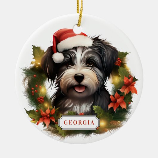 Kerst Havanese Keramische Cirkel Ornament (Voorkant)