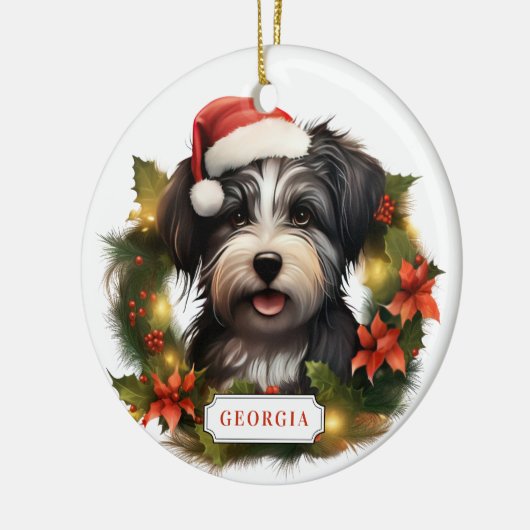 Kerst Havanese Keramische Cirkel Ornament (Links)