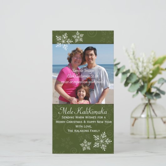 Kerst Hawaiian Hibiscus Snowflake Foto Kaart (Staand voorkant)