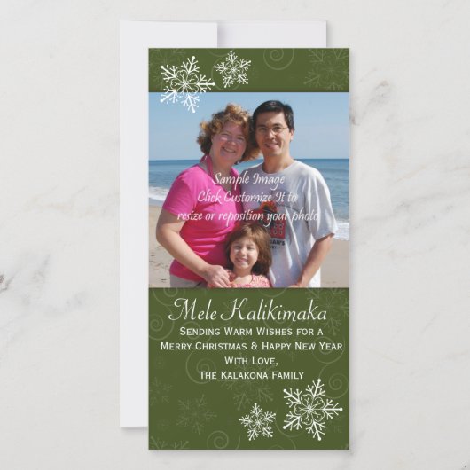 Kerst Hawaiian Hibiscus Snowflake Foto Kaart (Voorkant)