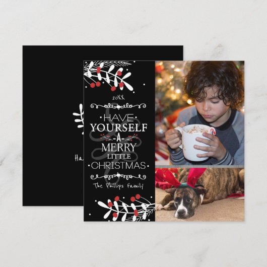 Kerst heb je zelf... Rode bessen fotokaart Feestdagenkaart (Voorkant / Achterkant)