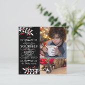 Kerst heb je zelf... Rode bessen fotokaart Feestdagenkaart (Staand voorkant)