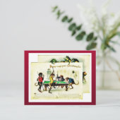 Kerst heeft apen die golfen, kikkers kijken feestdagenkaart (Staand voorkant)