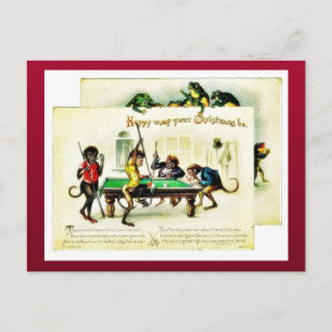 Kerst heeft apen die golfen, kikkers kijken feestdagenkaart