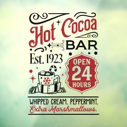 Kerst heet cacao bar woord kunst raamsticker (Vel 3)