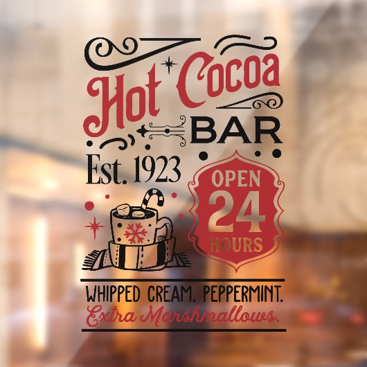 Kerst heet cacao bar woord kunst raamsticker (Vel 2)