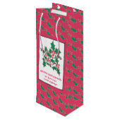 Kerst heilig en bessen tekenen, uw woorden wijn cadeautas (Achterkant Gekanteld)