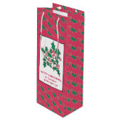 Kerst heilig en bessen tekenen, uw woorden wijn cadeautas (Voorkant Gekanteld)