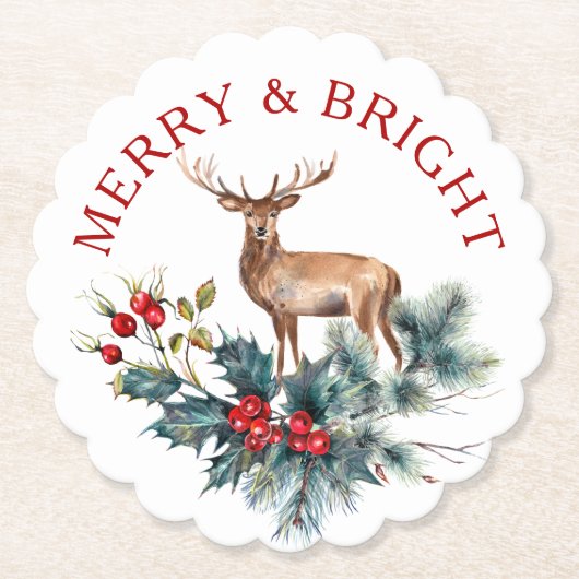 Kerst, heilig en hert kartonnen onderzetters (Voorkant)